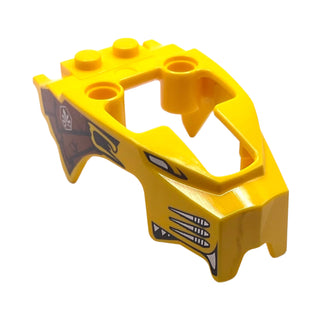 Flywheel Fairing Lion Shape with Black, Silver, and Reddish Brown Pattern, Part# 11110pb03 Part LEGO® Yellow Very Good