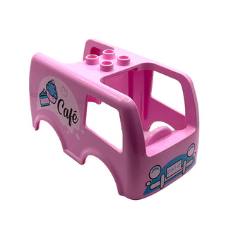 Duplo Car Body Bus Small, 4 Studs on Top with Cupcake, Cake, and Cafe Pattern, Part# bb0921pb02