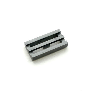 Tile Modified, 1x2 Grille with Bottom Groove/Lip, Part# 2412b Part LEGO® Flat Silver  