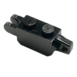 Hinge Brick 1 x 2 Locking with 1 Finger Vertical End and 2 Fingers Vertical End, Part# 30386 Part LEGO® Black