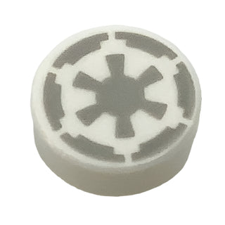 Tile Round 1x1 with Light Bluish Gray SW Imperial Logo Pattern, Part# 98138pb086 Part LEGO® White