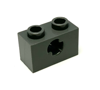 Technic, Brick 1x2 with Axle Hole (x Shape), Part# 32064b Part LEGO® Dark Bluish Gray  