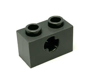 Technic, Brick 1x2 with Axle Hole (x Shape), Part# 32064b Part LEGO® Dark Bluish Gray