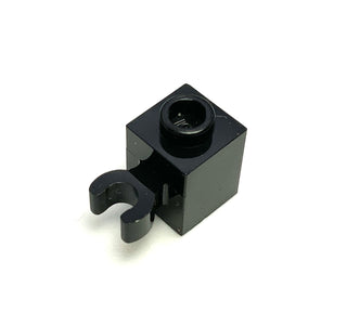 Brick, Modified 1x1 with Open U Clip (Vertical Grip) - Hollow Stud, Part# 60475b Part LEGO® Black