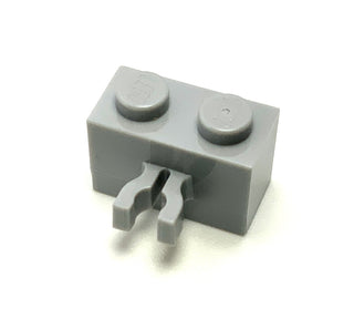 Brick, Modified 1x2 with Split U Clip Thick (Vertical Grip), Part# 30237a Part LEGO® Light Bluish Gray