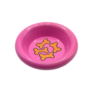 Minifigure, Utensil Dish 3 x 3 with Orange Dog Biscuits Pattern, Part# 6256pb01 Part LEGO® Dark Pink Very Good