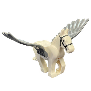 Pegasus, Movable Legs with Flat Silver Wings with Black Eyes, White Pupils, and Single Silver Buckle on Black Bridle Pattern (HP Abraxan), pegasus04 Minifigure LEGO®