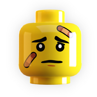 Band-Aids on Minifig Head made using LEGO part Custom Parts B3 Customs