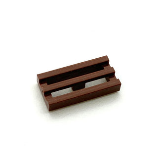 Tile Modified, 1x2 Grille with Bottom Groove/Lip, Part# 2412b Part LEGO® Reddish Brown  