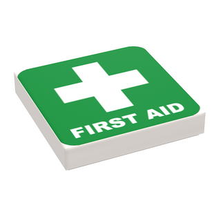 First Aid (Medical) - B3 Customs Printed 2x2 Tile made using LEGO part Custom Parts B3 Customs