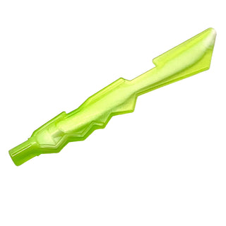 Minifigure, Weapon Sword Blade with Jagged Edges and Bar End with Marbled White Pattern, Part# 11439pb01 Part LEGO® Trans-Bright Green