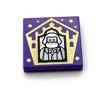 Tile Decorated 2x2 with Chocolate Frog Card Bertie Bott Pattern, Part# 3068pb1736 Part LEGO® Dark Purple