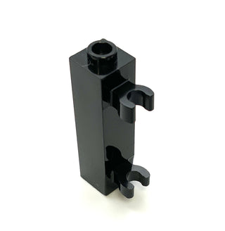 Brick, Modified 1x1x3 with 2 Clips (Vertical Grip) - Hollow Stud, Part# 60583b Part LEGO® Black