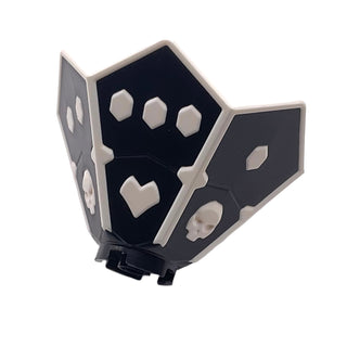 Ninjago Die Spinner with Hexagonal Dots, Hearts, and Skulls with Molded Black Sides and Bottom Pattern, Part# 66962pb01 Part LEGO® White