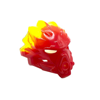 Bionicle Mask of Fire (Unity) with Marbled Trans-Neon Green Pattern, Part# 24148pb03 Part LEGO® Red