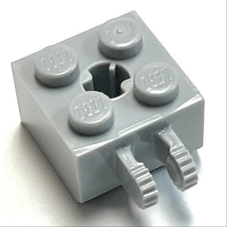 Hinge Brick 2 x 2 Locking with 2 Fingers Vertical and Axle Hole, Part# 40902 Part LEGO® Light Bluish Gray