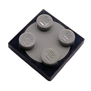 Turntable 2 x 2 Plate with Light Gray Top (3680 + 3679), Part# 3680c01 Part LEGO® Black