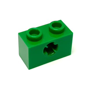 Technic, Brick 1x2 with Axle Hole (x Shape), Part# 32064b Part LEGO® Green