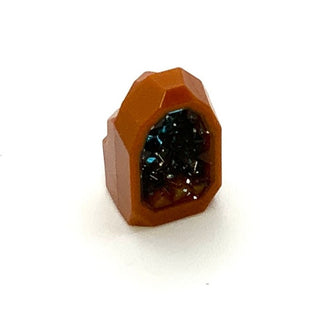 Rock, 1x1 Geode with Molded Glitter Transparent Pattern, Part# 49656 Part LEGO® Dark Orange with Trans-Light Blue Crystal