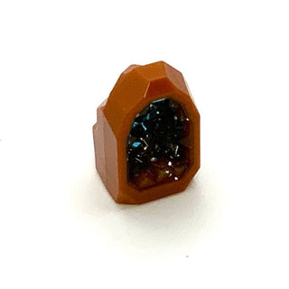 Rock, 1x1 Geode with Molded Glitter Transparent Pattern, Part# 49656 Part LEGO® Dark Orange with Trans-Light Blue Crystal  