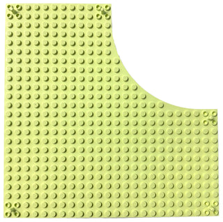 24x24 Brick Modified Plate without 12x12 Quarter Circle with Peg at Each Corner, Part# 47115 Part LEGO® Light Lime