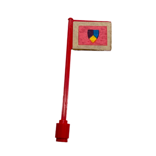 Flag on Flagpole, Straight with Knight's Tournament Pattern (Stickers), Part# 3596pb07 Part LEGO® Red Very Good