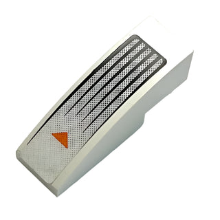 Slope, Curved 3 x 1 with Black Lines and Orange Arrow Pattern (Sticker), Part# 50950pb067 Part LEGO® White Very Good