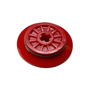 Train Wheel RC, Spoked with Technic Axle Hole and Rubber Friction Band, Part# 55423c01 Part LEGO® Red
