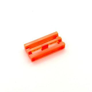 Tile Modified, 1x2 Grille with Bottom Groove/Lip, Part# 2412b Part LEGO® Trans-Neon Orange  