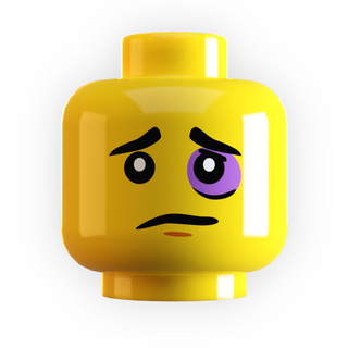 Black Eye Minifig Head made using LEGO part Custom Parts B3 Customs Yellow Flesh