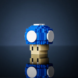 Life-Sized Tiny Blue Mushroom Building Kit Bricker Builds