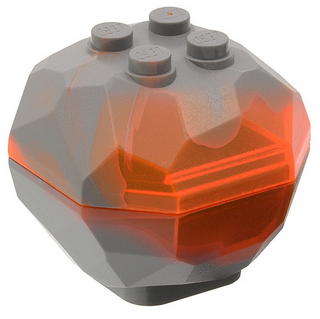 Rock Boulder, Part# 30294c01 Part LEGO® Marbled Dark Bluish Gray & Trans-Neon Orange 1 Part