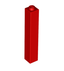 Brick 1x1x5 (Hollow Stud), Part# 2453a Part LEGO® Red