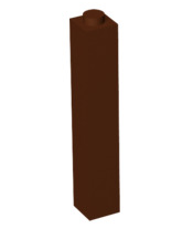 Brick 1x1x5 (Solid Stud), Part# 2453b Part LEGO® Reddish Brown