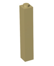 Brick 1x1x5 (Solid Stud), Part# 2453b Part LEGO® Tan