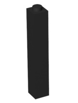 Brick 1x1x5 (Solid Stud), Part# 2453b Part LEGO® Black