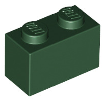 Brick 1x2, Part# 3004 and 3065 Part LEGO® Dark Green 1 Part