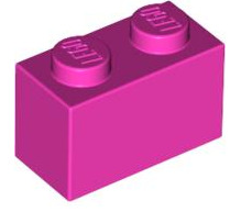Brick 1x2, Part# 3004 and 3065 Part LEGO® Dark Pink 1 Part