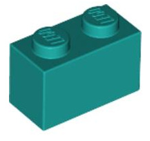 Brick 1x2, Part# 3004 and 3065 Part LEGO® Dark Turquoise 1 Part