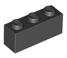 Brick 1x3, Part# 3622 Part LEGO® Black