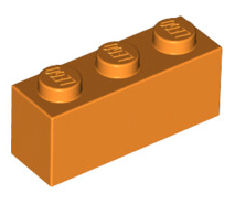 Brick 1x3, Part# 3622 Part LEGO® Orange