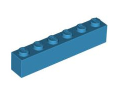 Brick 1x6, Part# 3009 Part LEGO® Dark Azure 1 Part