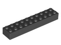 Brick 2x10, Part# 3006 Part LEGO® Black  