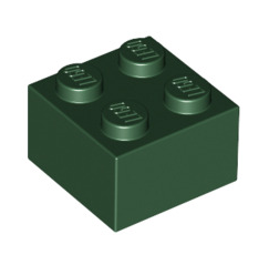 Brick 2x2, Part# 3003 Part LEGO® Dark Green 1 Part