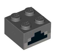 Brick 2x2 with Pixelated Black Coal and Light Bluish Gray Ash Pattern, Part# 3003pb084 Part LEGO® Dark Bluish Gray  