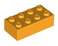 Brick 2x4, Part# 3001 Part LEGO® Bright Light Orange  