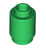 Brick Round 1x1 (Open Stud), Part# 3062 Part LEGO® Green 1 Part