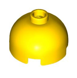 Brick Round 2x2 Dome Top with Bottom Axle Holder (Hollow Stud), Part# 553c Part LEGO® Yellow  