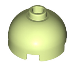Brick Round 2x2 Dome Top with Bottom Axle Holder (Hollow Stud), Part# 553c Part LEGO® Yellowish Green  