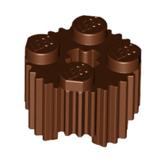 Brick Round 2x2 with Axle Hole and Grille/Fluted Profile, Part# 92947 Part LEGO® Reddish Brown  